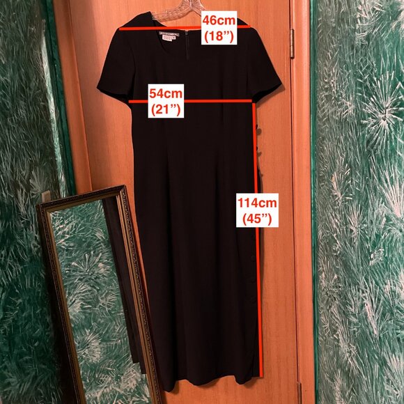 Maggy London Black Short Sleeve Long Dress with row of buttons - Picture 2 of 10